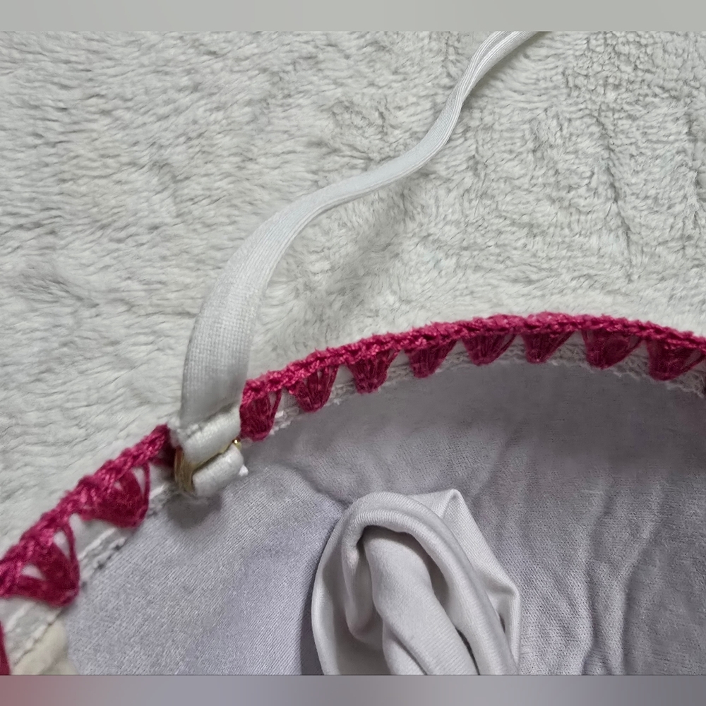 Bar III Bikini Top Size Large L Tub Halter Top Swimsuit Pink White Bra Push Up - Picture 4 of 5
